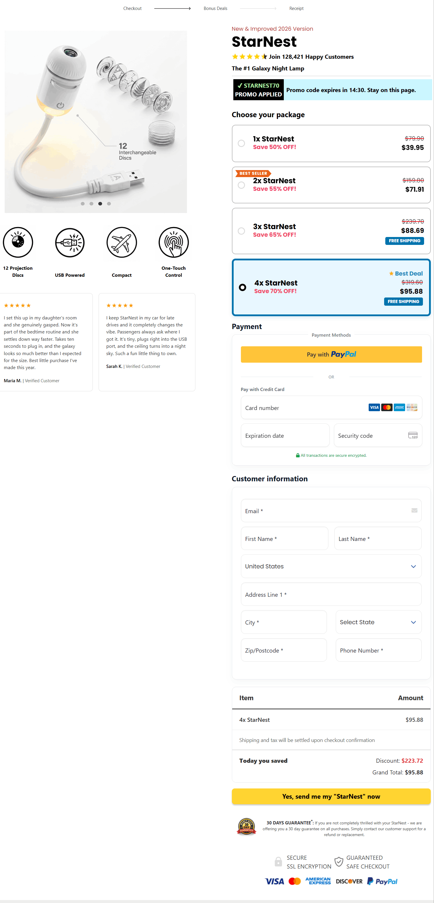 StarNest Projector secure checkout page
